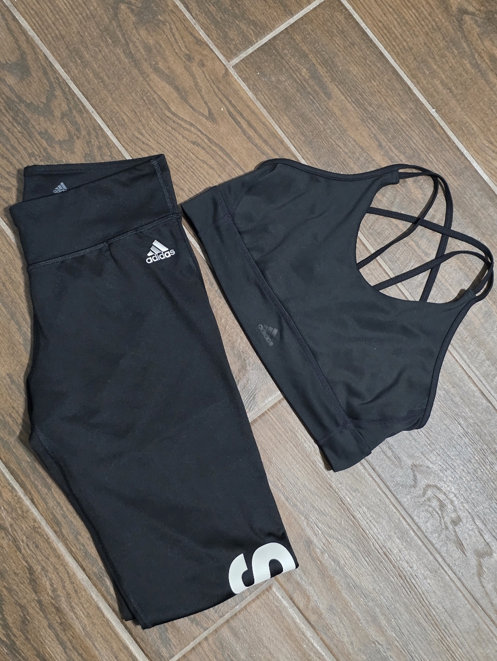 Adidas Black Sports Bra & Leggings Set